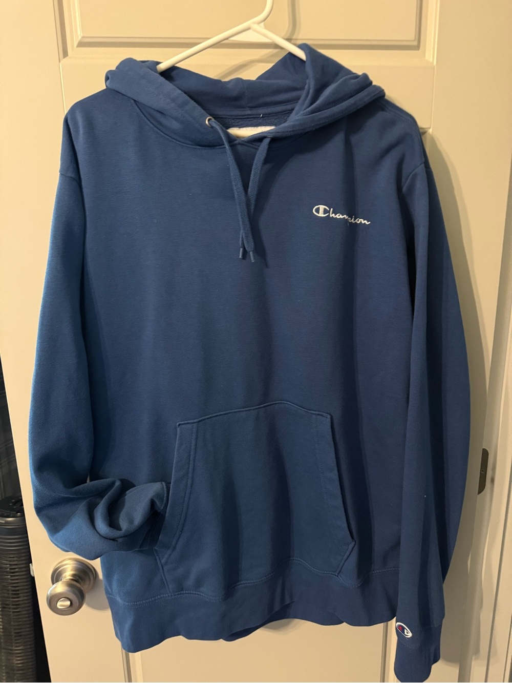 Champion Men's Royal Blue Pullover Hoodie with Script Logo